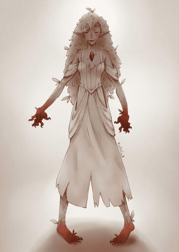 Illustration of a character based on albino plants